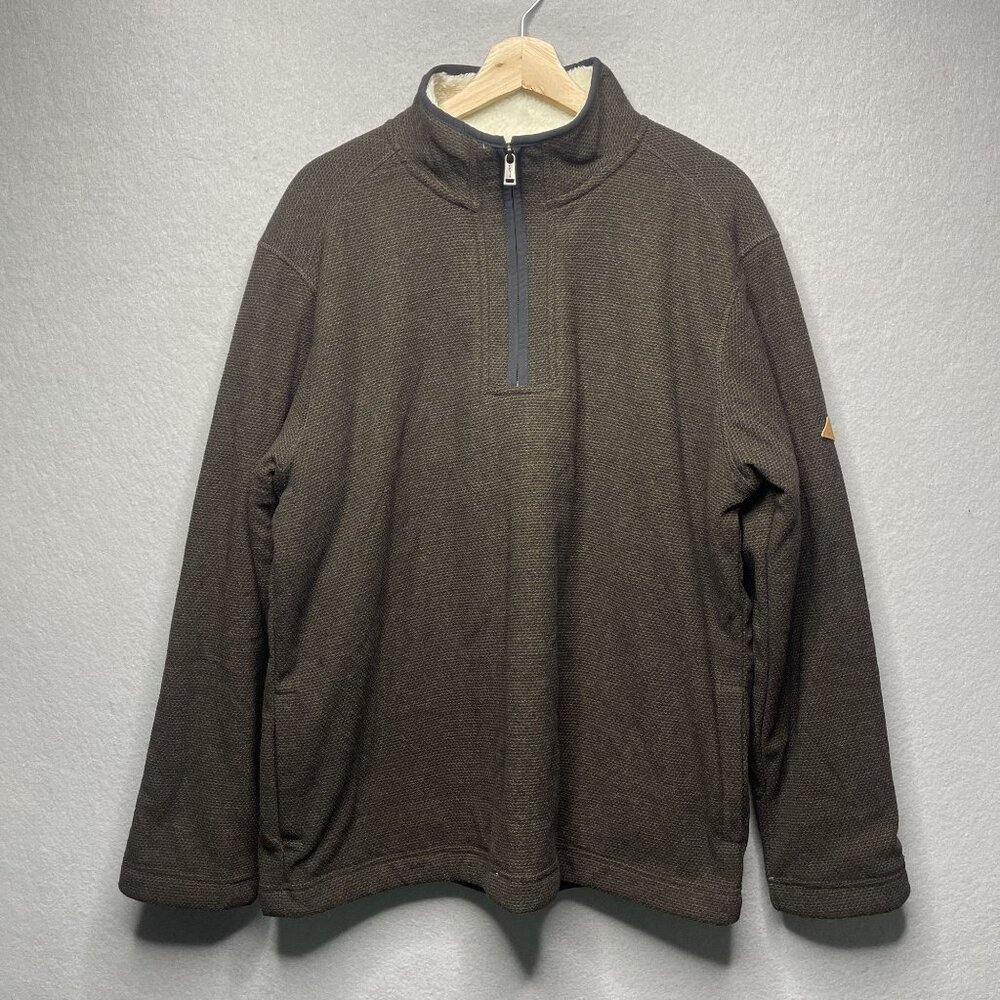 ORVIS Men’s 1/4 Zip Sherpa-Lined Pullover Sweater L Brown